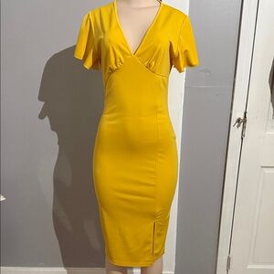 SHEIN Yellow Midi Dress
